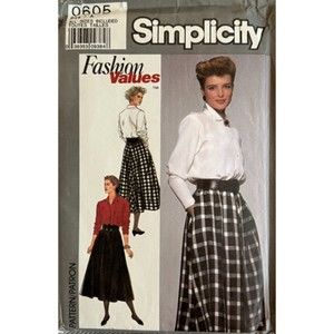 Vintage ©1989 Simplicity 0605 Full Shirt Dress Contrast Top